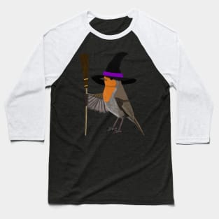 Robin Witch Bird Funny Halloween Ornithologist Gift Baseball T-Shirt